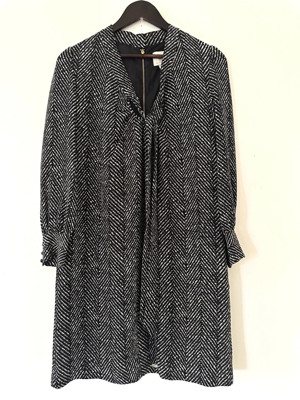 Kate Spade Herringbone Tie Neck Shift Dress size S